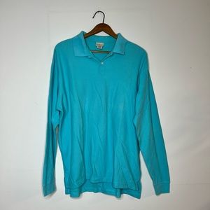 L.L. Bean Long Sleeve Blue Polo, sz. L